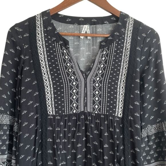 MUDD Women Top XS Black Bell Sleeve Boho Babydoll‎ Cottage Y2K Retro Girly NEW - Picture 4 of 11